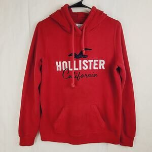 Y2K Hollister red puff letter hoodie Size medium long sleeved retro pockets